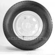 Two Trailer Tires Rims ST205/75D14 2057514 F78-14 14" LRC 5 Lug Hole White Spoke